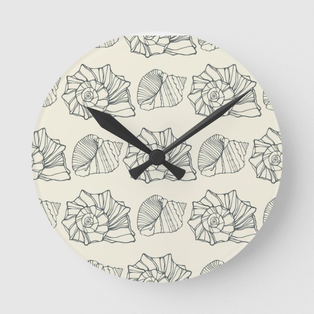 Dekoratives Muschel-Muster Runde Wanduhr (Vorderseite)