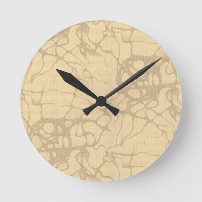 Dekoratives Muster auf beigem Hintergrund Runde Wanduhr (Vorderseite)