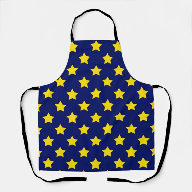 Dekoratives Muster aus blaugelben Sternen Schürze (Vorderseite)