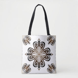 Dekoratives Muster brauner Barockmotive mit Flo Tasche