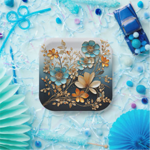 Dekoratives Muster der Porzellan-Blume Pappteller