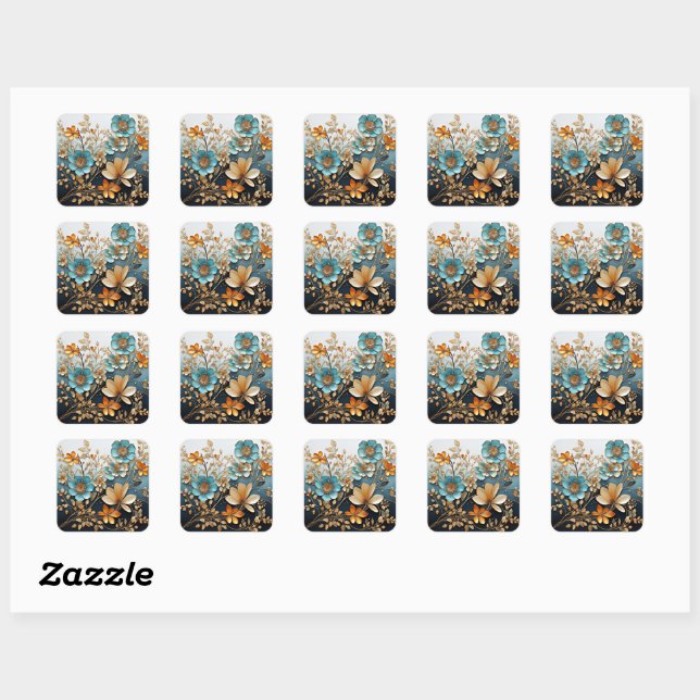 Dekoratives Muster der Porzellan-Blume Quadratischer Aufkleber (Blatt)