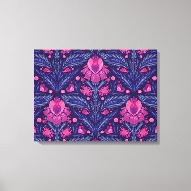 Dekoratives Muster mit Herzen Leinwanddruck (Vorderseite)