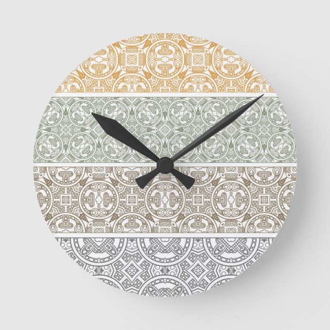 Dekoratives Muster Runde Wanduhr (Vorderseite)