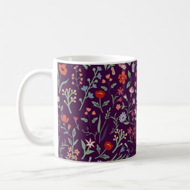 Dekoratives, nahtloses Blumenmuster. Kaffeetasse (Links)