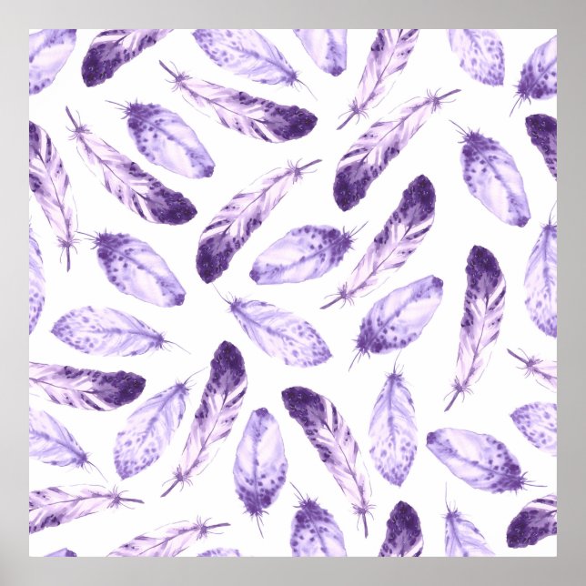 Dekoratives, nahtloses Muster mit Federn. Waterco Poster (Vorne)