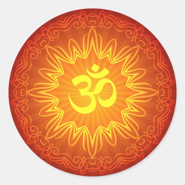 Dekoratives Om Design Runder Aufkleber (Vorderseite)