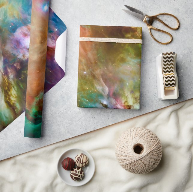 Dekoratives Orion Nebula Galaxy Space Foto Geschenkpapier (Kunsthandwerk)