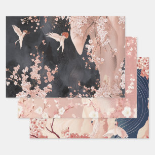 Dekoratives Papier als Decoupage Chinoiserie Rosa