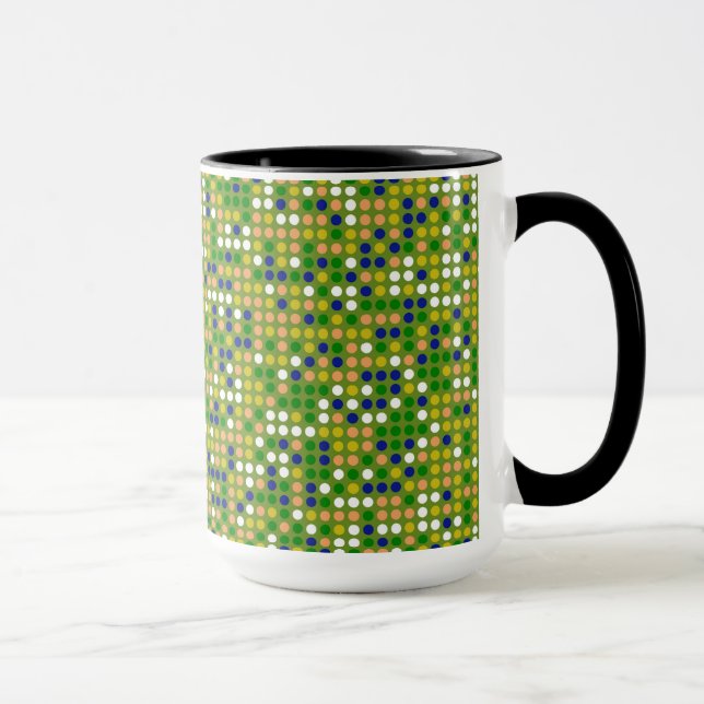 Dekoratives Polka Dot Mosaic Muster #2 Tasse (Rechts)
