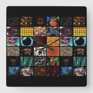 Dekoratives Pop-Art-Muster Quadratische Wanduhr