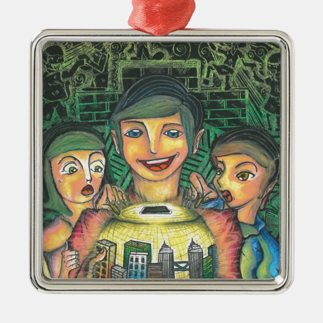 Dekoratives Quadrat Ornament Aus Metall (Vorne)