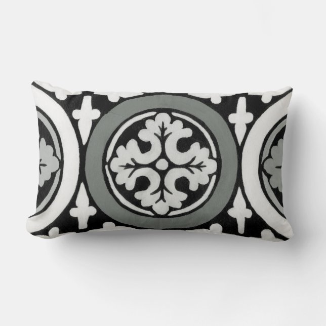 Dekoratives Renaissance Rosette Tile Design Lendenkissen (Vorderseite)