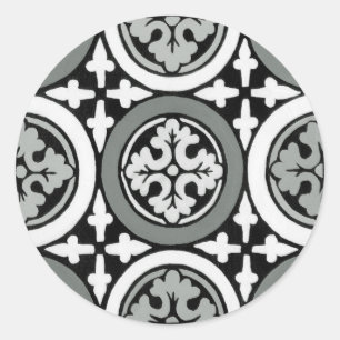 Dekoratives Renaissance Rosette Tile Design Runder Aufkleber