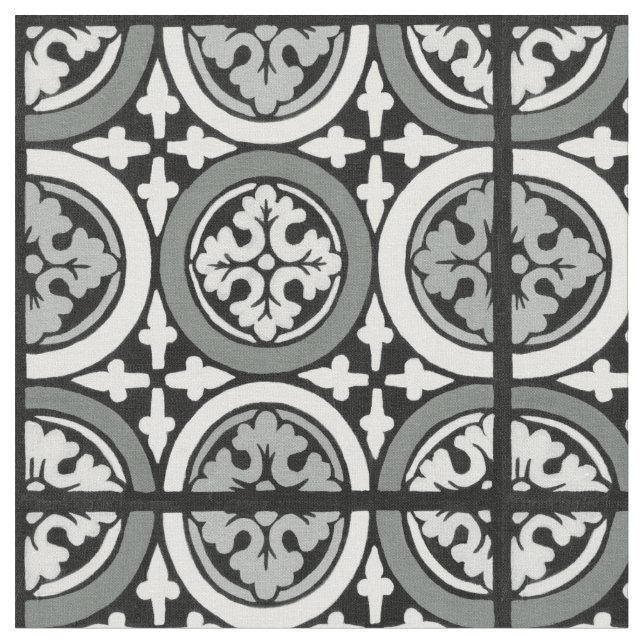Dekoratives Renaissance Rosette Tile Design Stoff (Nahaufnahme)