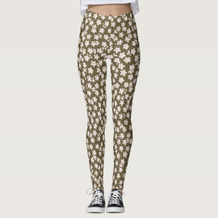 Dekoratives Retro-japanisches Blumenmuster Leggings