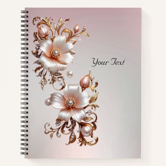 Dekoratives rosa Blumen Notizbuch (Vorderseite)