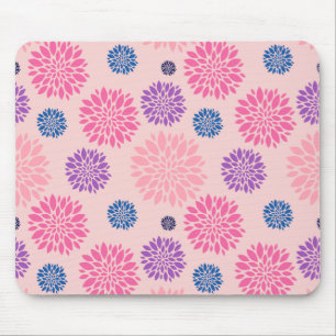 Dekoratives rosa lila und blaues Blumenmuster Mousepad