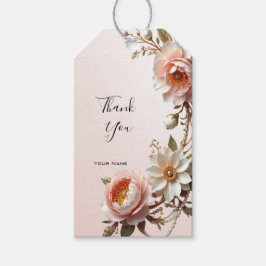 Dekoratives Rosa und Weißes Blumen Geschenk Tag Geschenkanhänger