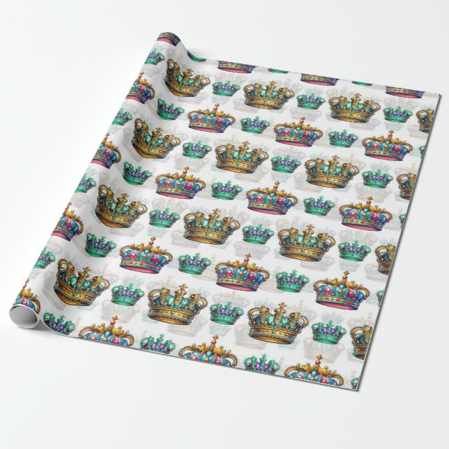 Dekoratives Royal Crown Pattern Geschenkpapier (Ungerollt)