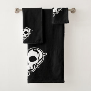 Dekoratives Schädelherz Badhandtuch Set