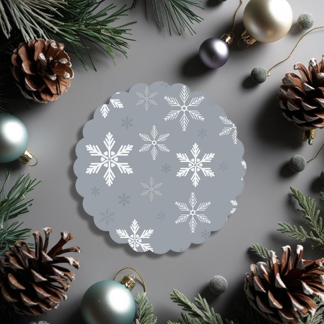 Dekoratives Schneeflocken-Muster Weihnachten Untersetzer (Decorative Grey Snowflakes pattern Christmas Paper Coaster)