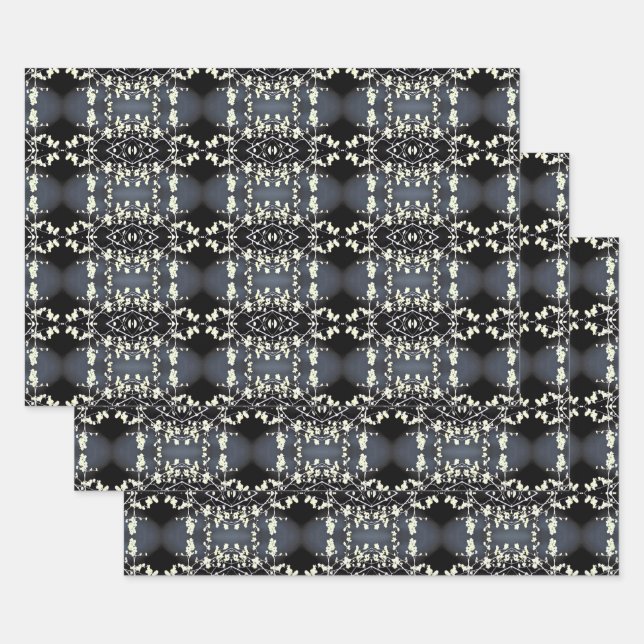 Dekoratives Schwarz-Weiß-Muster Geschenkpapier Set (Set)