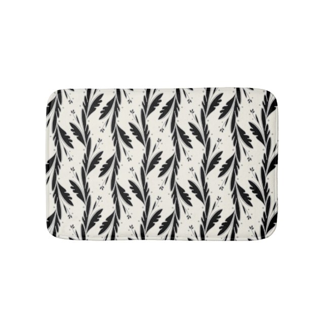 Dekoratives Schwarzes Weinmuster Badematte (Vorderseite)