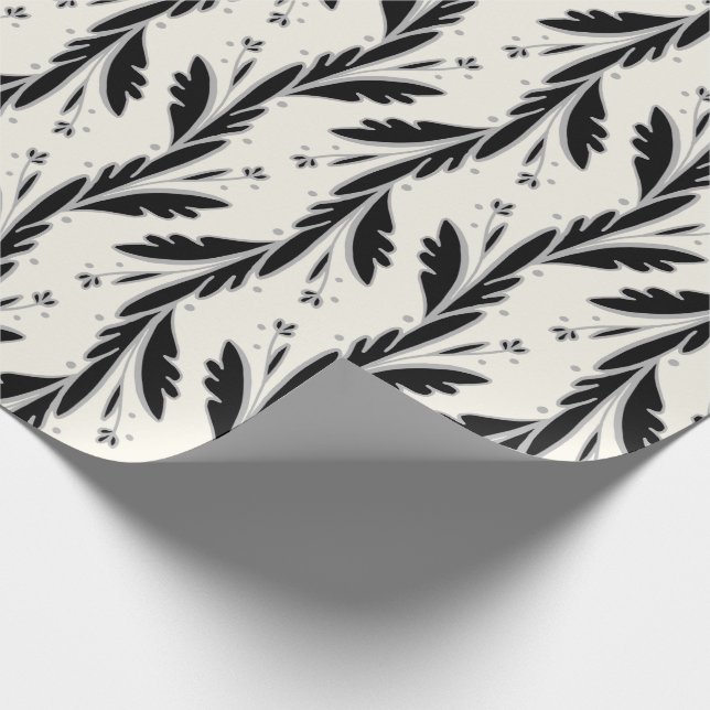 Dekoratives Schwarzes Weinmuster Geschenkpapier (Ecke)