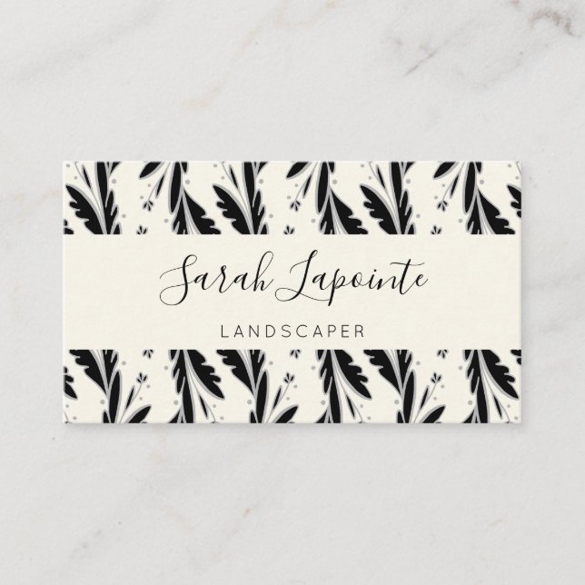 Dekoratives Schwarzes Weinmuster Visitenkarte (Vorderseite)