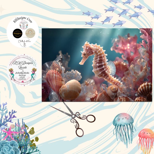 Dekoratives Seepferdchen Unterwasserwelt  Seidenpapier (Von Creator hochgeladen)