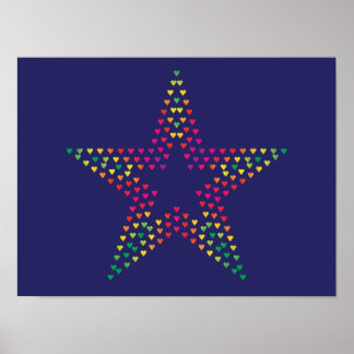 Dekoratives Sterne-Herzen-Plakat Poster