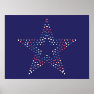 Dekoratives Sterne-Herzen-Plakat Poster