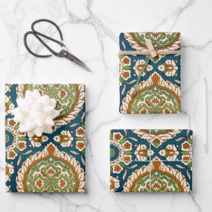 Dekoratives Vintages arabisches Muster Geschenkpapier Set