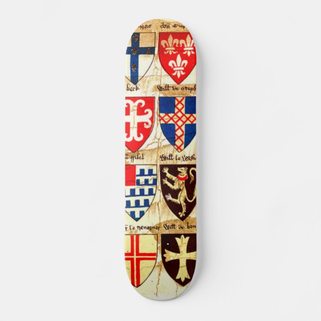 Dekoratives Wappenkunde-Muster Skateboard (Vorderseite)