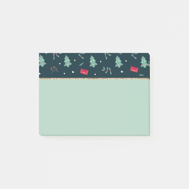 Dekoratives Weihnachtsbaummuster Post-it Klebezettel (Vorderseite)