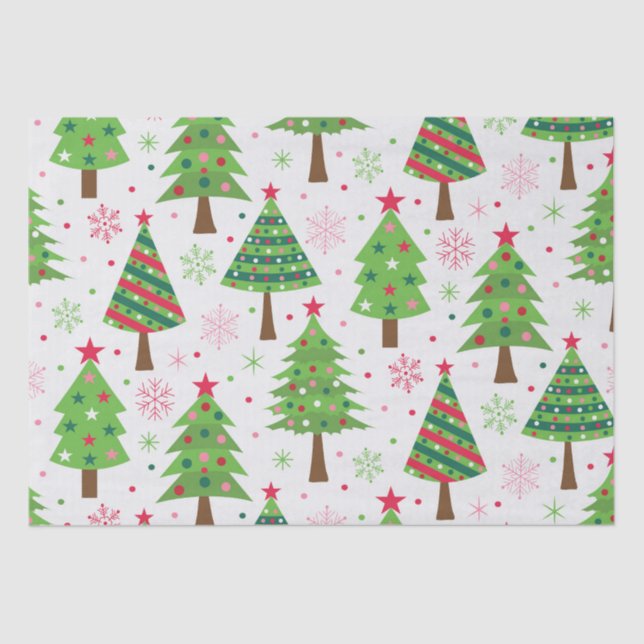 Dekoratives Weihnachtsbaummuster Seidenpapier (Vorderseite)