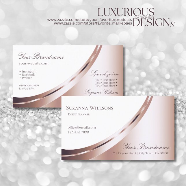 Dekoratives Weiß und Rose Gold Dekoration Luxus St Visitenkarte (Von Creator hochgeladen)