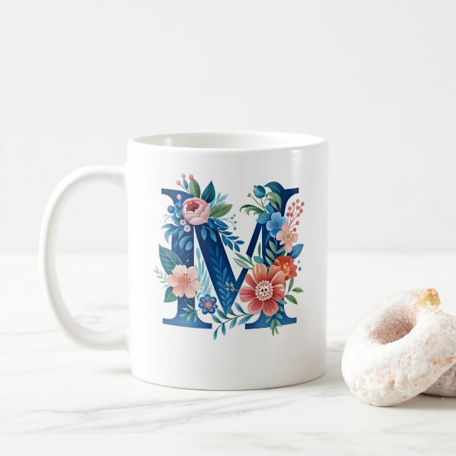 Dekorflormonogramm "M" Kaffeetasse (Mit Donut)
