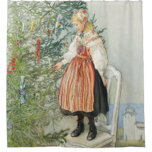 Dekorieren des Weihnachtsbaumes - Carl Larsson Duschvorhang