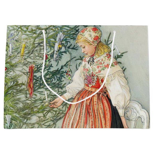 Dekorieren des Weihnachtsbaumes - Carl Larsson Große Geschenktüte (Vorderseite)