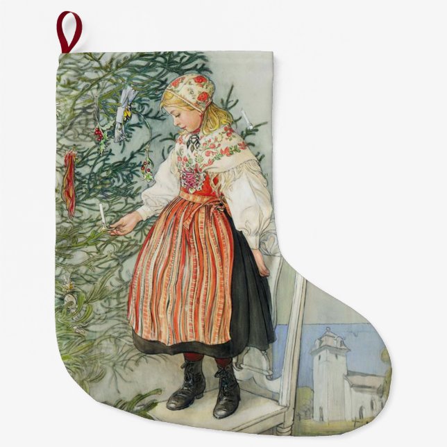 Dekorieren des Weihnachtsbaumes - Carl Larsson Großer Weihnachtsstrumpf (Vorderseite)