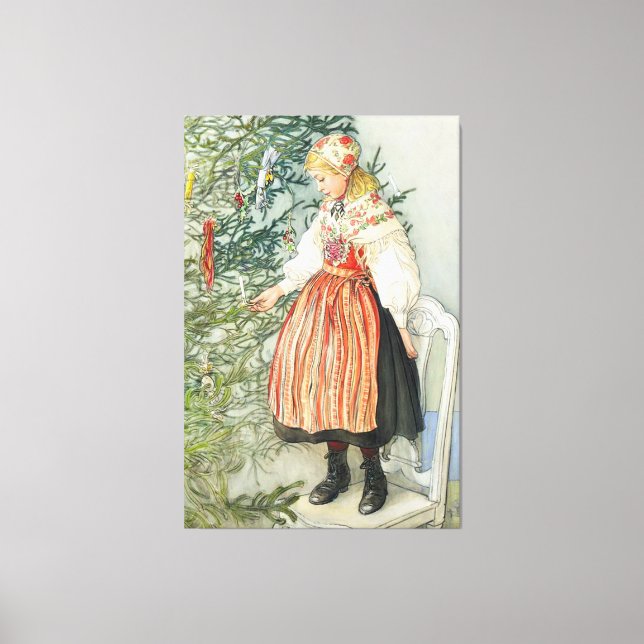 Dekorieren des Weihnachtsbaumes - Carl Larsson Leinwanddruck (Vorderseite)