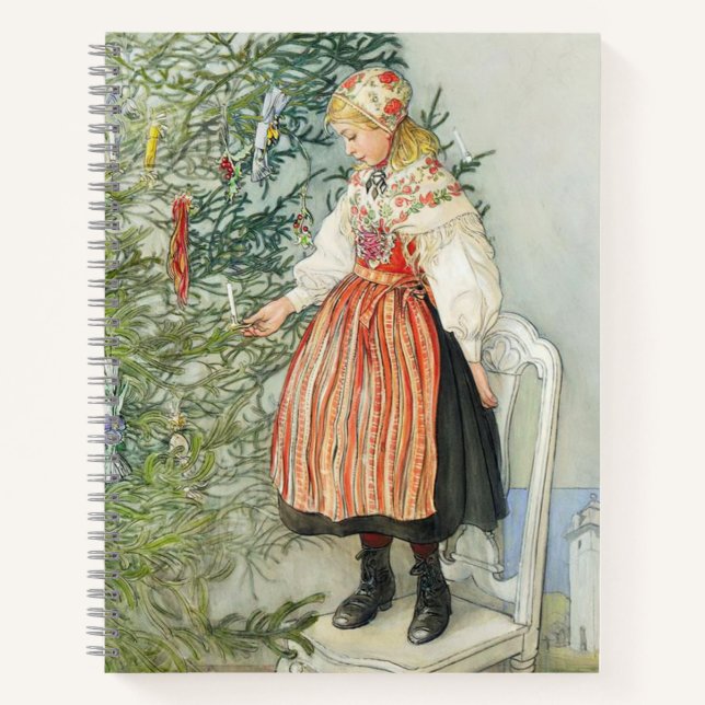 Dekorieren des Weihnachtsbaumes - Carl Larsson Notizbuch (Vorderseite)