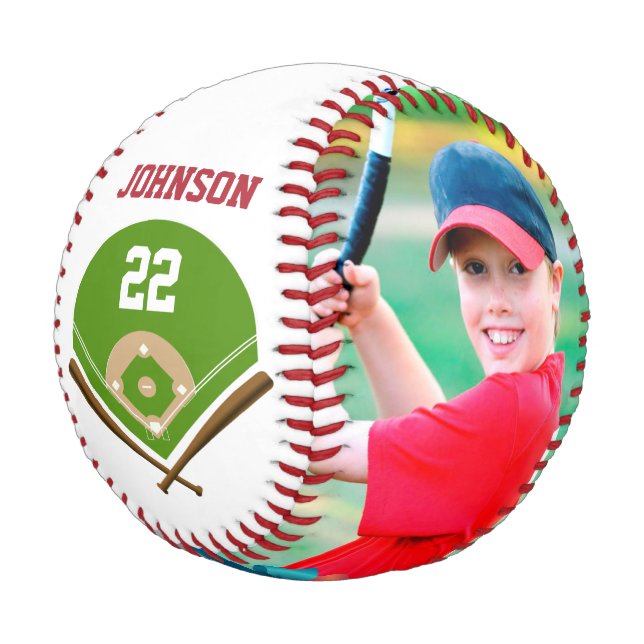 Dekorieren Sie den Baseball mit Foto Name und Numm (Schrägansicht)