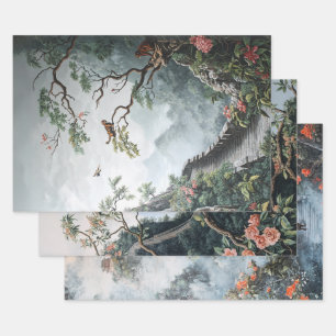 Dekorierpapier für Decoupage Chinoiserie-Inspirati Geschenkpapier Set