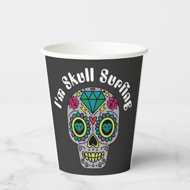 Dekorierte Abstrakte Schädelpapiertassen Pappbecher (Vorderseite)