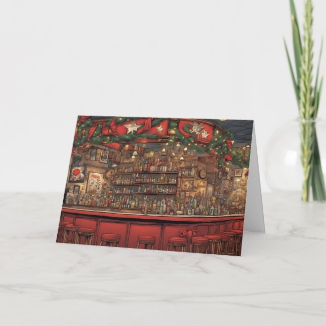 Dekorierte Bar zu Weihnachten Karte (Vorderseite)