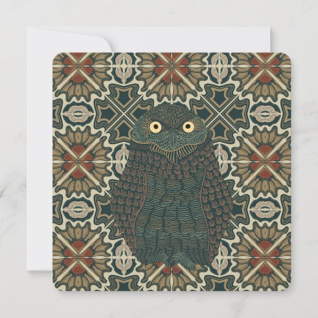 Dekorierte Burrowing Owl Earth Tones Flat Card (Vorderseite)