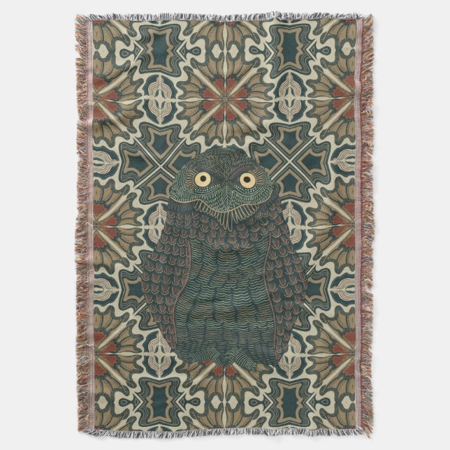 Dekorierte Burrowing Owl Golden Brown Earth Tones Decke (Vorderseite Vertikal)